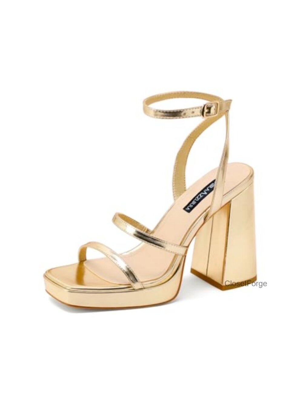 Platform Chunky Heel Strappy Sandals Square Open Toe Adjustable Ankle Strap